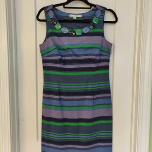 Boden colorful striped dress with embellished neckline